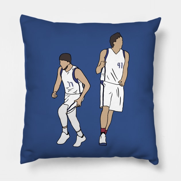 Luka Doncic And Dirk Nowitzki Pillow by rattraptees