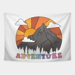 Retro Mountain Sunset Tapestry