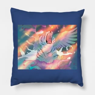 Blue winged tiger yawning Pillow