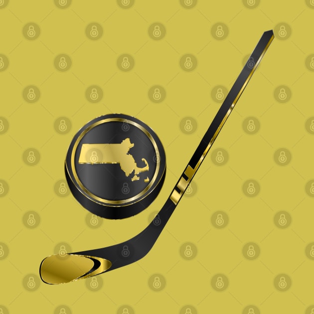 NHL - MA Blacl Gold Stick and Puck by geodesyn