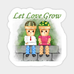 Flower, Manikin, Pot plant, Cactus, Love, Couple Magnet