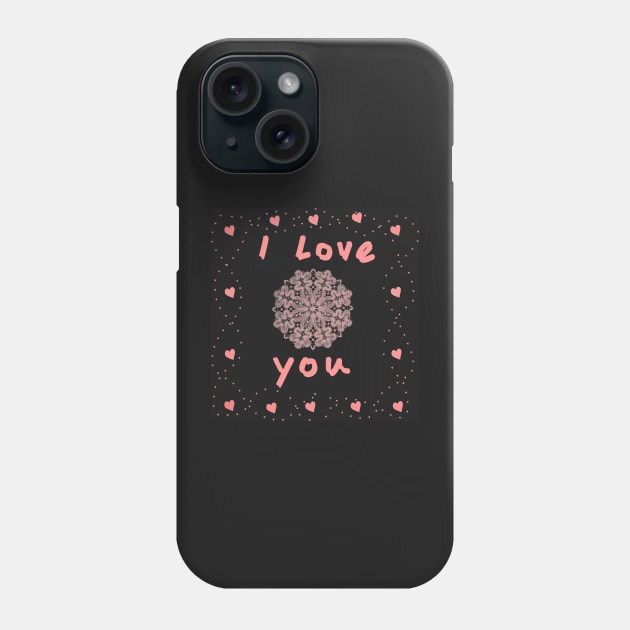 I Love You Hearts and Lace Phone Case by designs-by-ann