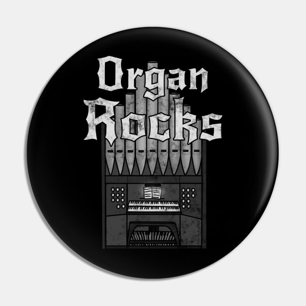 Organ Rocks, Church Organist Heavy Rock Musician Pin by doodlerob