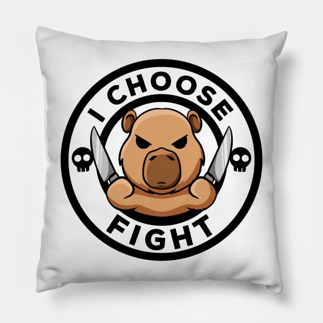 I Choose Fight Today Irony And Sarcasm Rodent Funny Capybara Pillow by MerchBeastStudio