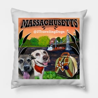 2 Traveling Dogs - Massachusetts Pillow