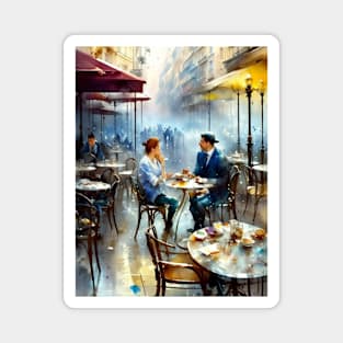 beauitful woman on parisian cafe Magnet