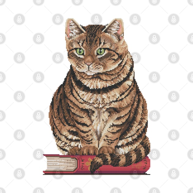 Cat Sitting On A Book Cross Stitch by inotyler