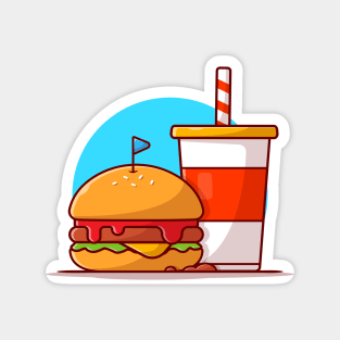 Burger And Soda Cartoon Vector Icon Illustration (12) Magnet