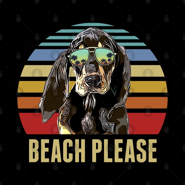 Beach Please Black and Tan Coonhound Dog Funny Summer by TheBeardComic