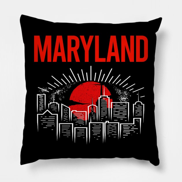 Red Moon Maryland Pillow by flaskoverhand