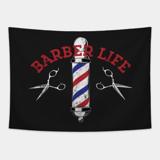 Barber Life Salon Hair Dresser Distressed Scissors Vintage Tapestry