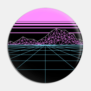 Outran Synthwave Sunset Vaporwave Grid Aesthetic Gift Pin