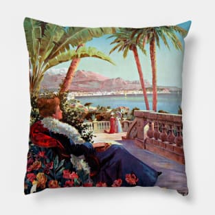 Vintage Travel Poster Nice France Pillow