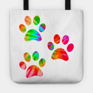 Tie Dye Paws Print Tote