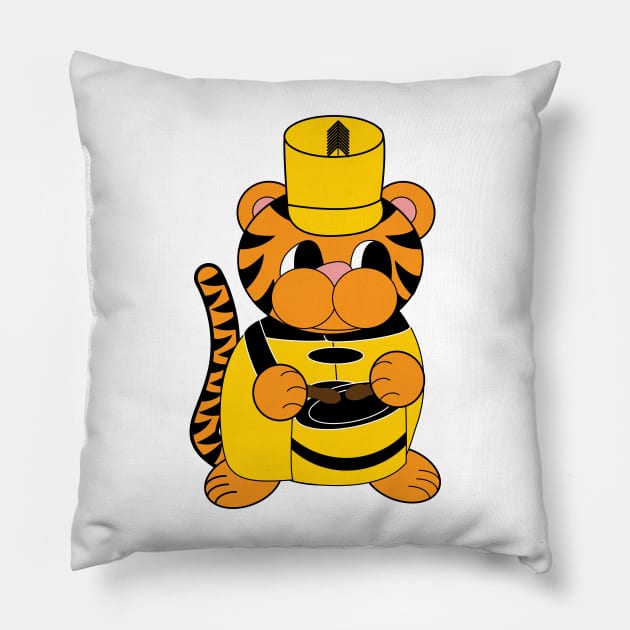Marching Band Tiger Drum Yellow and Black Pillow by Beautiful Cuteness