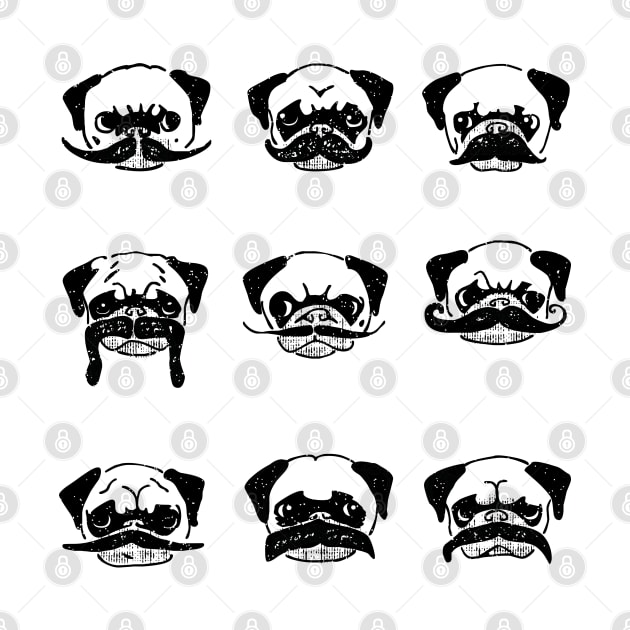 Moustaches of The Pug by huebucket