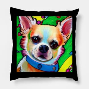 Chihuahua Dog Rainbow Painting Pillow