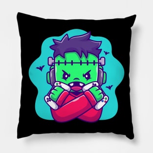 Cute Frankenstein Zombie Gaming Cartoon Pillow