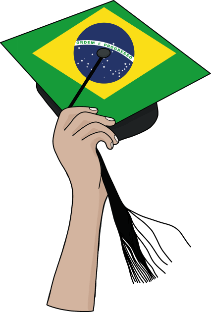 Holding the Square Academic Cap Brazil Kids T-Shirt by DiegoCarvalho