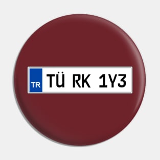 Turkey car license plate Pin