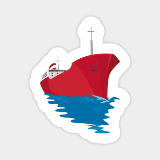 Container Ship Cargo Boat Retro Magnet