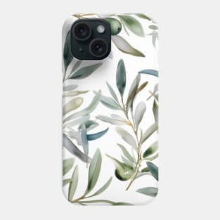 Watercolor Olive Leaves Phone Case