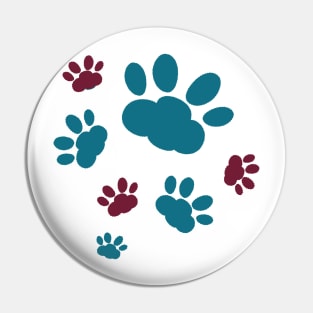 Turquoise and red cat's pawprint Pin