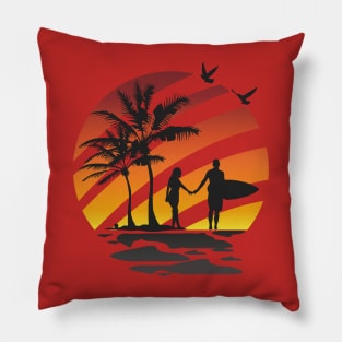 Surfing Couple Pillow