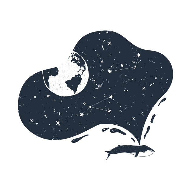 Creative Illustration. Double Exposure Effect. Whale in Space by SlothAstronaut