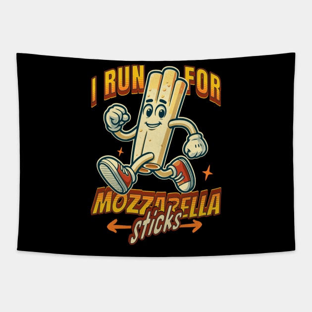 Run For Mozzarella Sticks Funny Fitness Cheesy Run Club Tapestry by JJDezigns