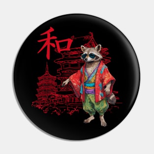 Raccoon Wearing Kimono Pin