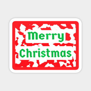 Merry Christmas Red and White Peppermint Candy Cane with Green Letters Magnet