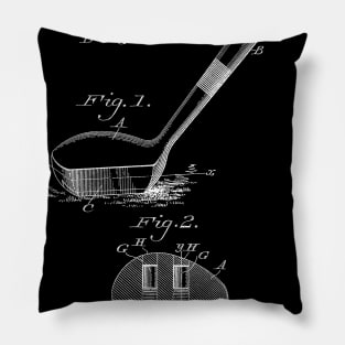 Golf Club Vintage Patent Hand Drawing Pillow