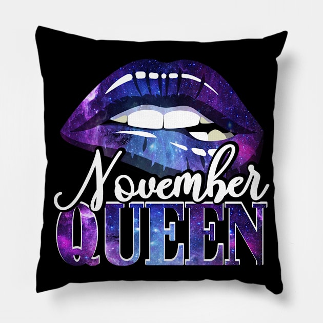 November Queen For Women Feminist Quote About Sagittarius Pillow by gussiemc