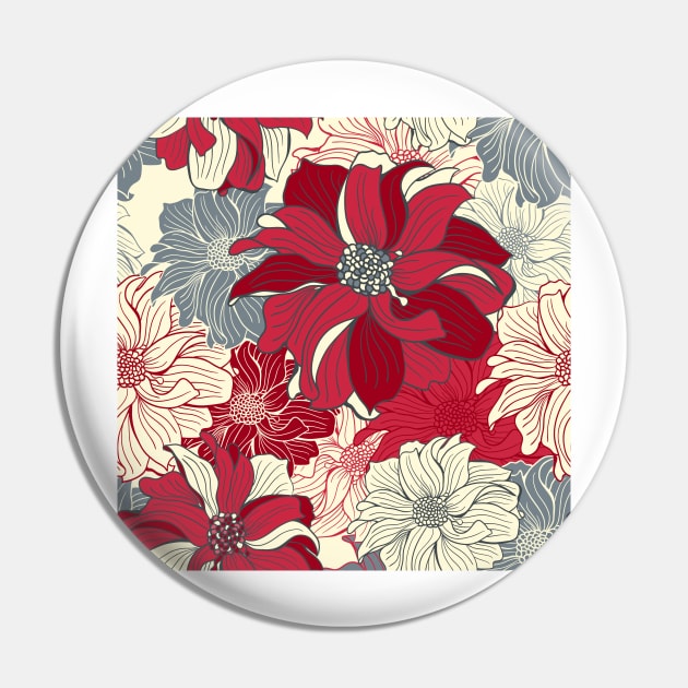 DAHLIAs in cherry red, seamless pattern Pin by Slanapotam