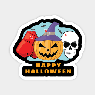 Happy Boxing Halloween - Spooky Skull and Pumpkin Magnet