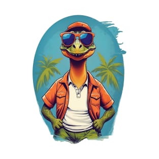 Tropical Dinosaur AI Art T-Shirt