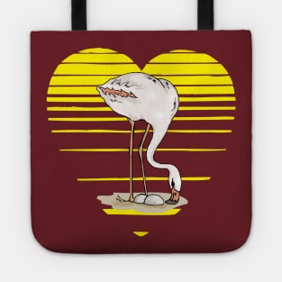 Flamingo lady love silhouette, sunset heart. Flamingo lover gift Tote