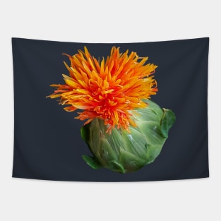 Orange Safflower Floral Photo Cutout Tapestry