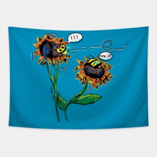 Sunflower and bumbles Tapestry