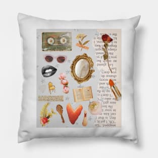 Vintage Old Money Aesthetic Collage Print Baby Grey Pillow