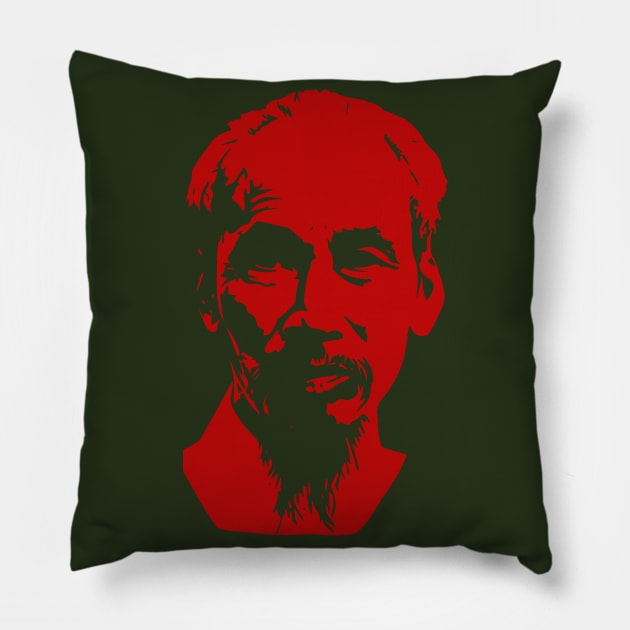 Ho Chi Minh Silhouette - Historical, Vietnamese, Revolutionary, Communist, Anti Imperialist, Vietnam War Pillow by SpaceDogLaika