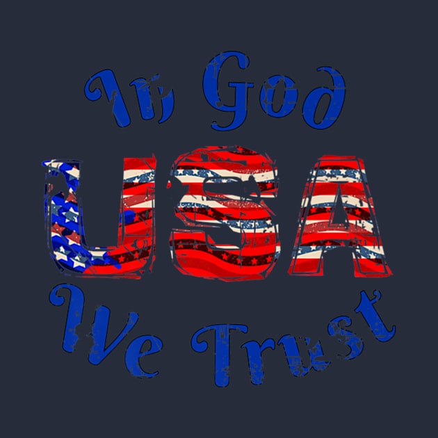 In God We Trust Patriot With Red White And Blue Distressed by Macy XenomorphQueen