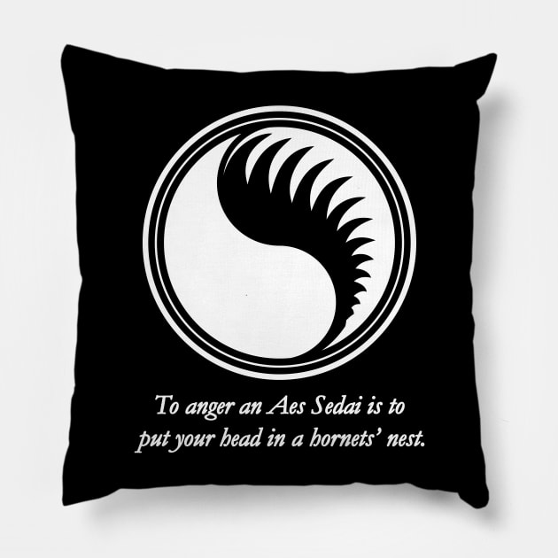 WOT Aes Sedai Chapter Icon With Quote Pillow by Mandra