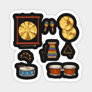 Percussion Musical Instruments. Sticker Pack Magnet