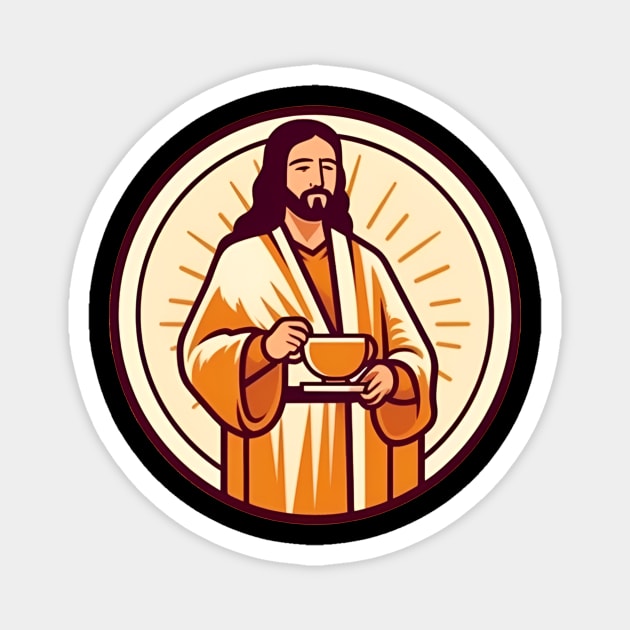 Christian Jesus Drinking Tea Magnet by logiamerch