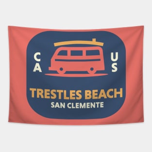 Retro Surfing Emblem Trestles San Clemente California // Vintage Surfing Badge Tapestry