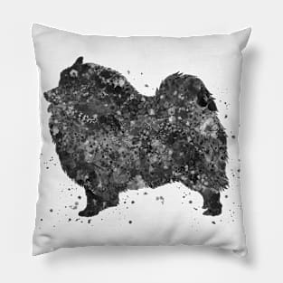 Keeshond dog black and white Pillow