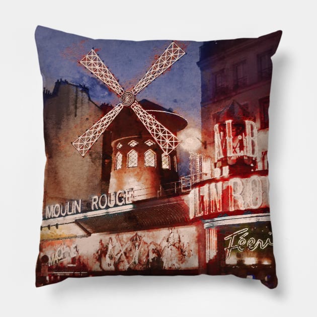 Paris. Moulin Rouge. Pillow by AlexMir