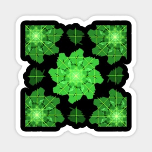 Modern futuristic glowing geometric shapes repeat pattern design in green color with leaves Magnet